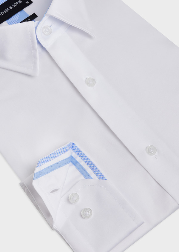 Chemise habillée Slim en satin de coton uni blanc - Father and Sons 46235