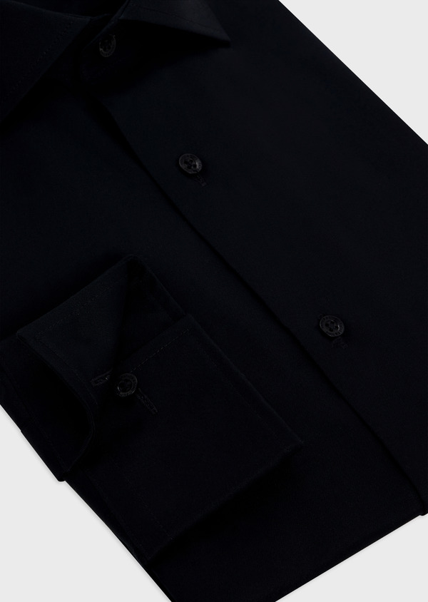 Chemise habillée non-iron Slim en popeline de coton uni noir - Father and Sons 48057