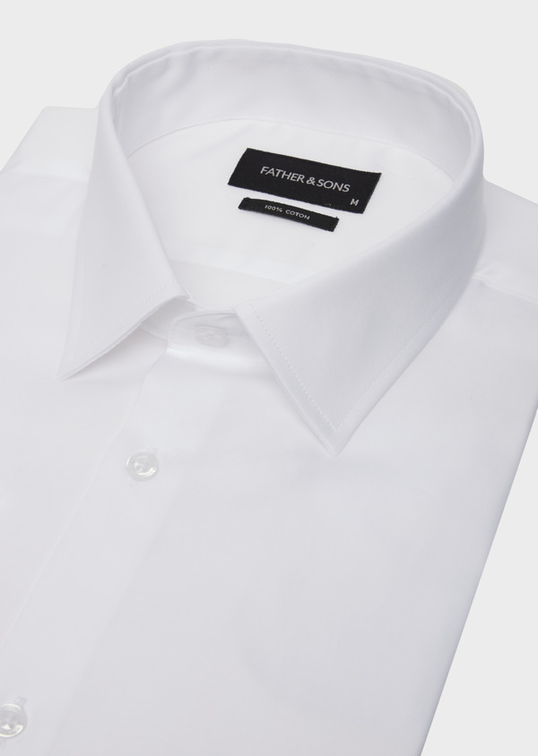Chemise habillée Regular en twill de coton uni blanc - Father and Sons 42718