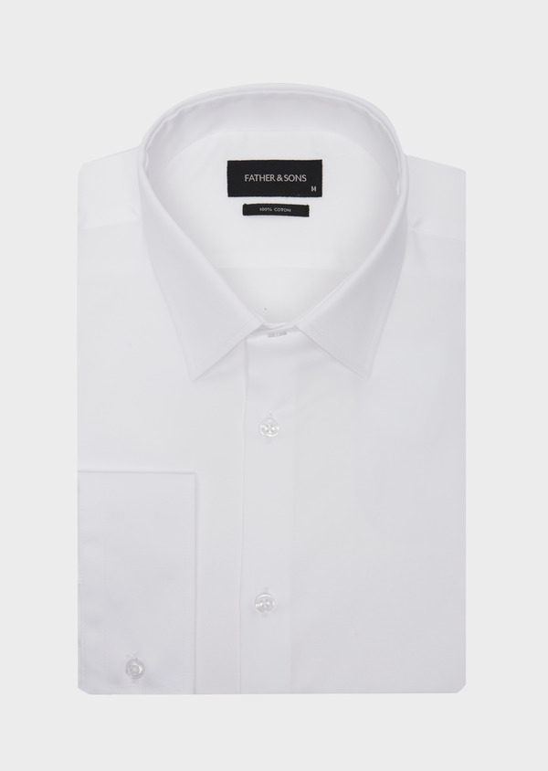Chemise habillée Regular en twill de coton uni blanc - Father and Sons 42716