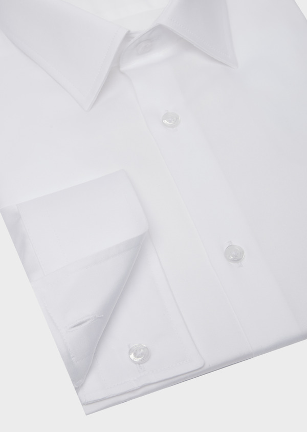 Chemise habillée Regular en satin de coton uni blanc - Father and Sons 42719
