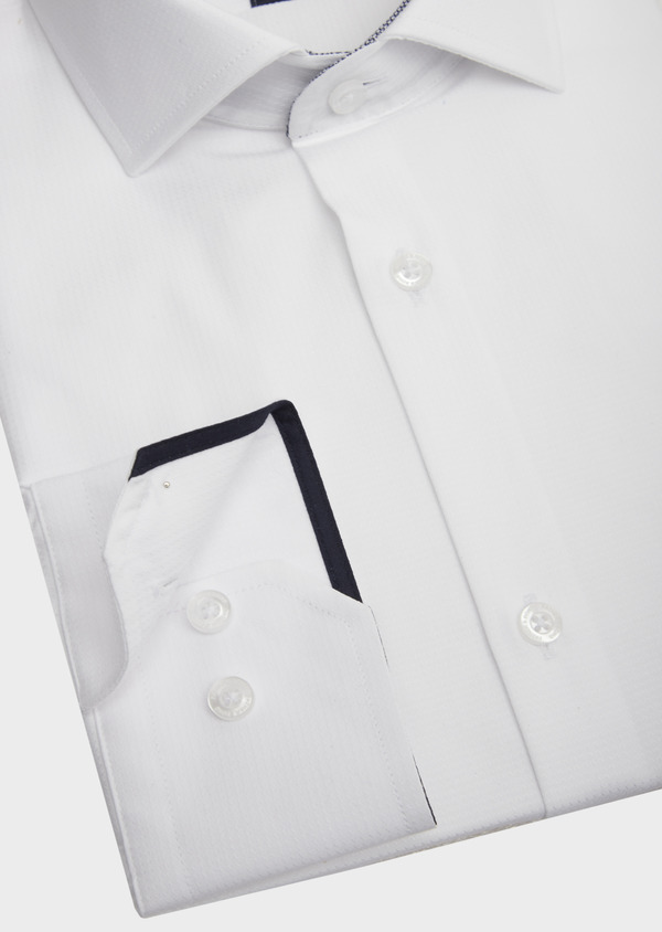 Chemise habillée Slim en coton façonné uni blanc - Father and Sons 42655