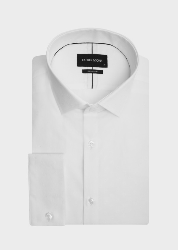 Chemise habillée Slim en coton façonné uni blanc - Father and Sons 42660