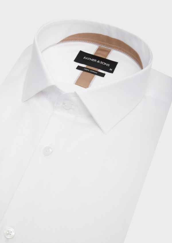 Chemise habillée Slim en coton façonné uni blanc - Father and Sons 42599