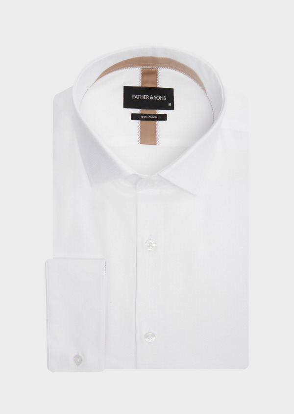 Chemise habillée Slim en coton façonné uni blanc - Father and Sons 42597