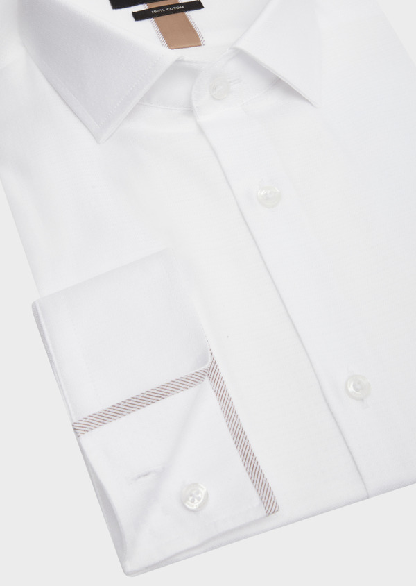 Chemise habillée Slim en coton façonné uni blanc - Father and Sons 42600