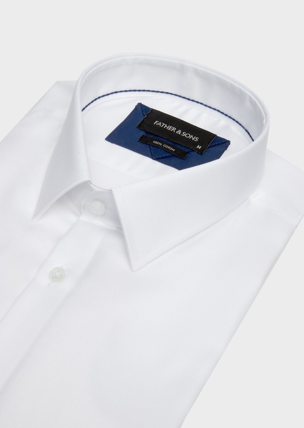 Chemise habillée Slim en coton façonné uni blanc - Father and Sons 43159