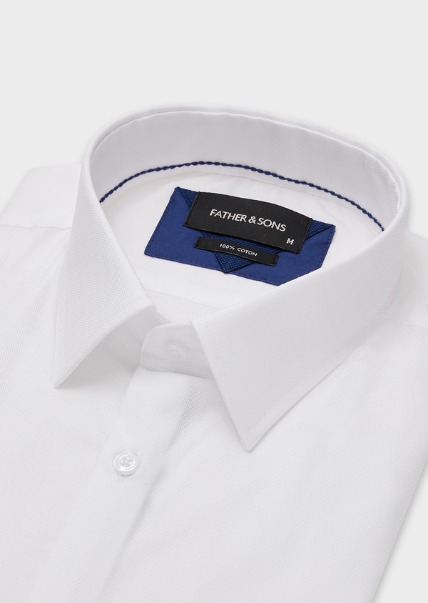 Chemise habillée Slim en façonné de coton uni blanc - Father and Sons 43266