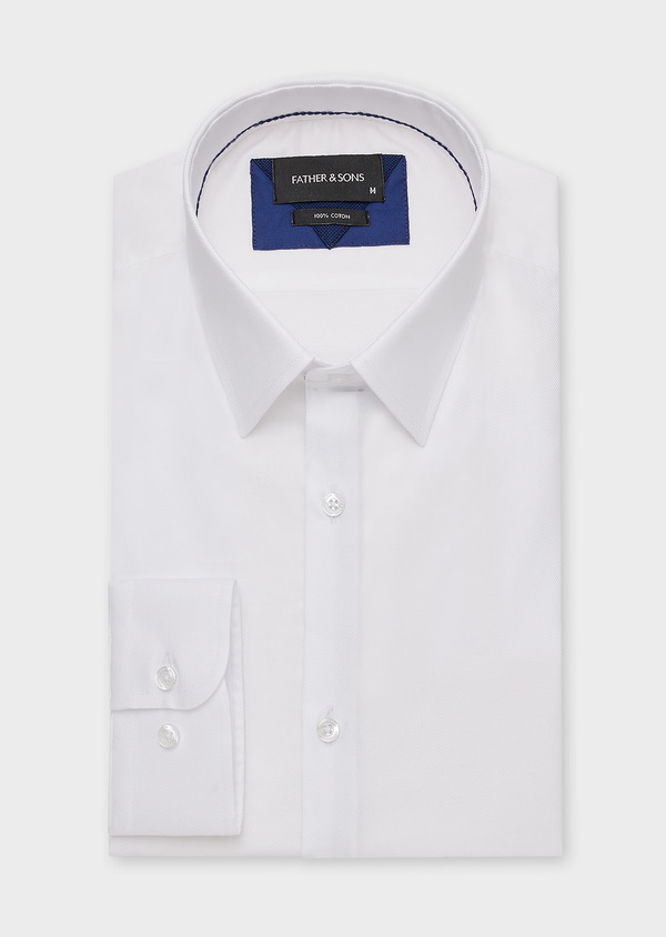 Chemise habillée Slim en façonné de coton uni blanc - Father and Sons 43265