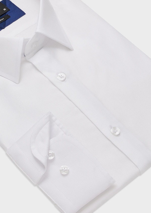 Chemise habillée Slim en façonné de coton uni blanc - Father and Sons 43267