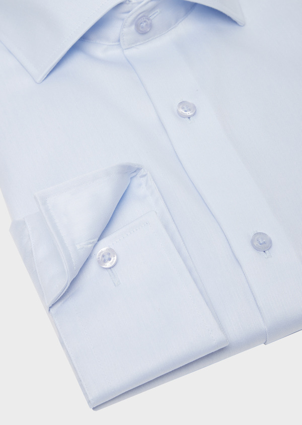 Chemise habillée non-iron Slim en popeline de coton uni bleu ciel - Father and Sons 42705