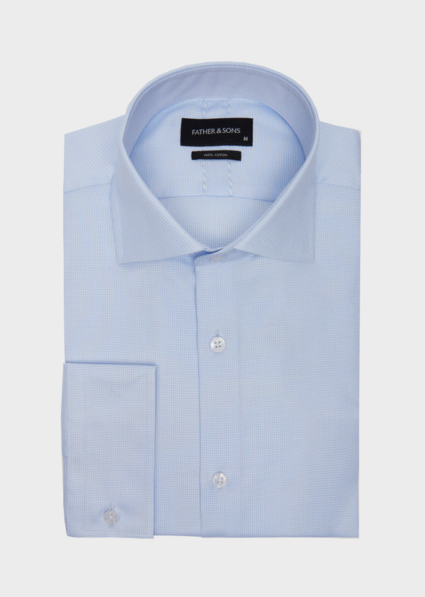 Chemise habillée Regular en coton façonné bleu ciel à motif géométrique - Father and Sons 42726
