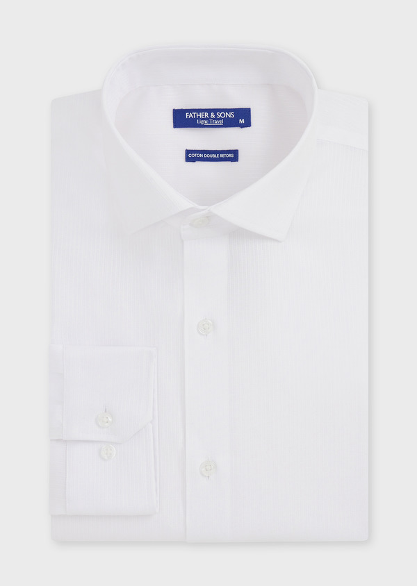 Chemise habillée non-iron Regular en coton façonné uni blanc - Father and Sons 48221