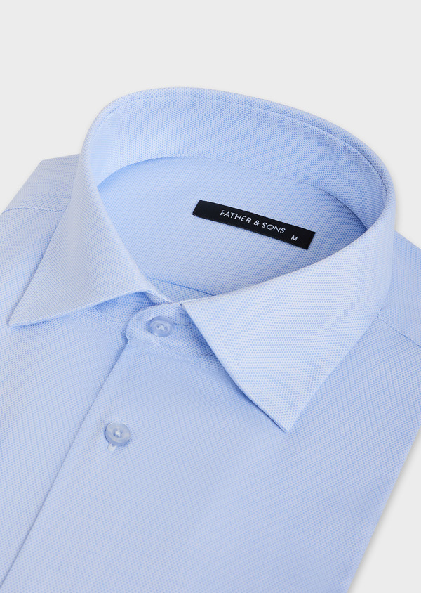 Chemise habillée Regular en coton stretch chevron blanc à motif fantaisie bleu ciel - Father and Sons 50863