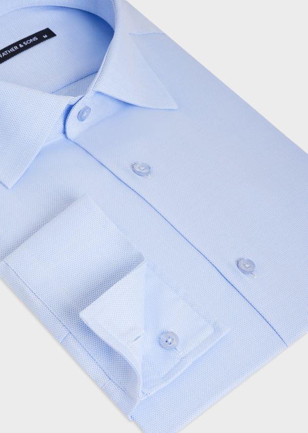 Chemise habillée Regular en coton stretch chevron blanc à motif fantaisie bleu ciel - Father and Sons 50864