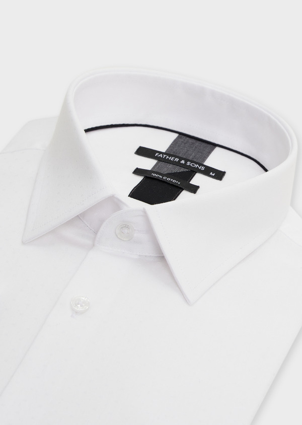 Chemise habillée Regular en popeline de coton blanc à pois - Father and Sons 49075