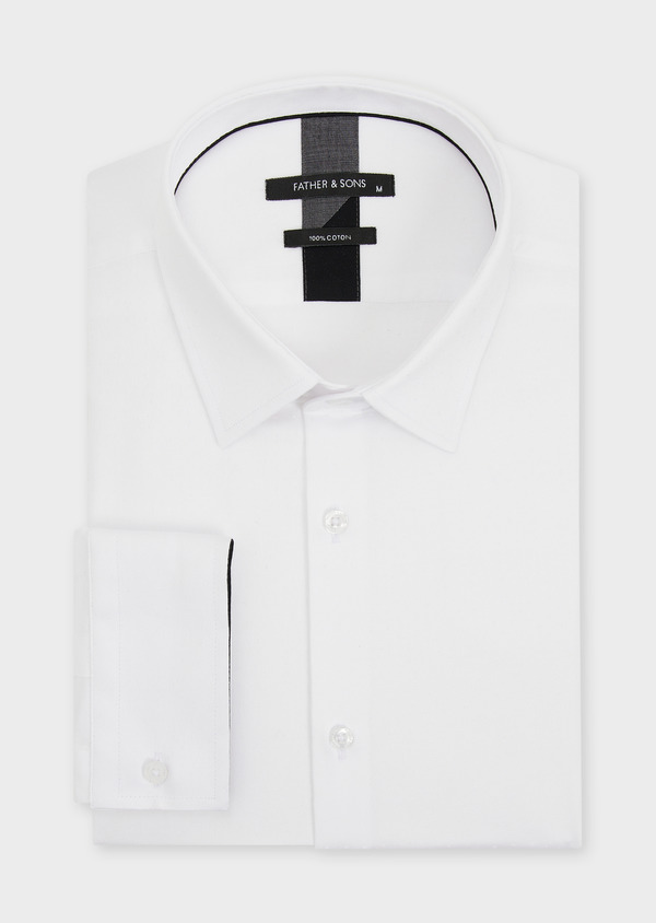 Chemise habillée Regular en popeline de coton blanc à pois - Father and Sons 49074