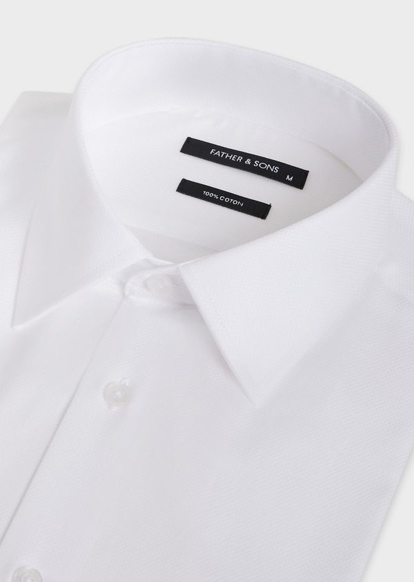 Chemise habillée Regular en popeline de coton blanc à pois - Father and Sons 50857