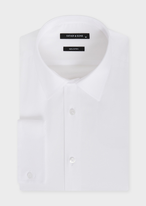 Chemise habillée Regular en popeline de coton blanc à pois - Father and Sons 50856