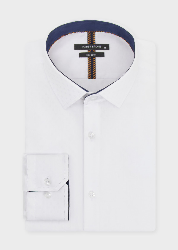 Chemise habillée Regular en coton façonné uni blanc - Father and Sons 49032