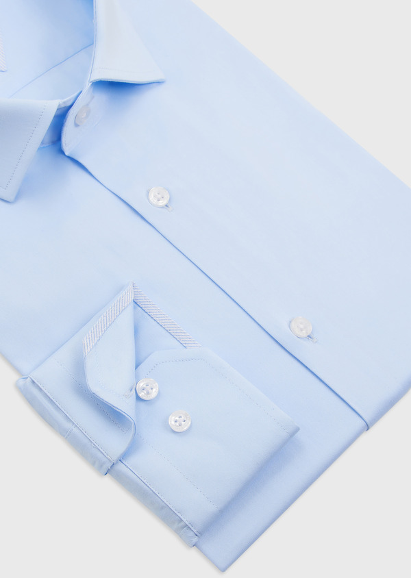 Chemise habillée Regular en popeline de coton uni bleu pâle - Father and Sons 49058
