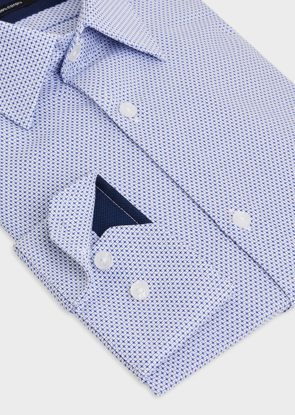 Chemise habillée Slim en coton Jacquard blanc à motif fantaisie bleu indigo - Father and Sons 50021