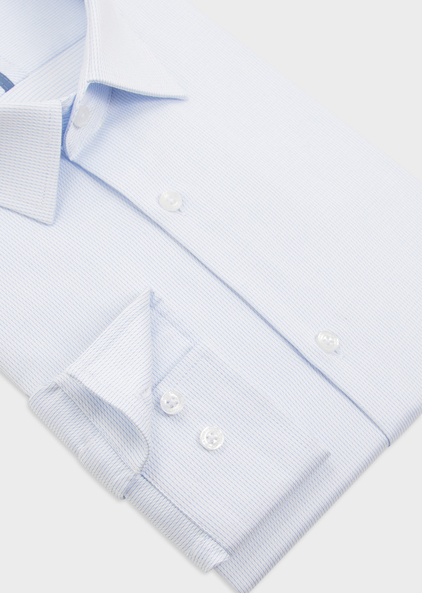 Chemise habillée Slim en coton façonné blanc à motif fantaisie bleu pâle - Father and Sons 49061