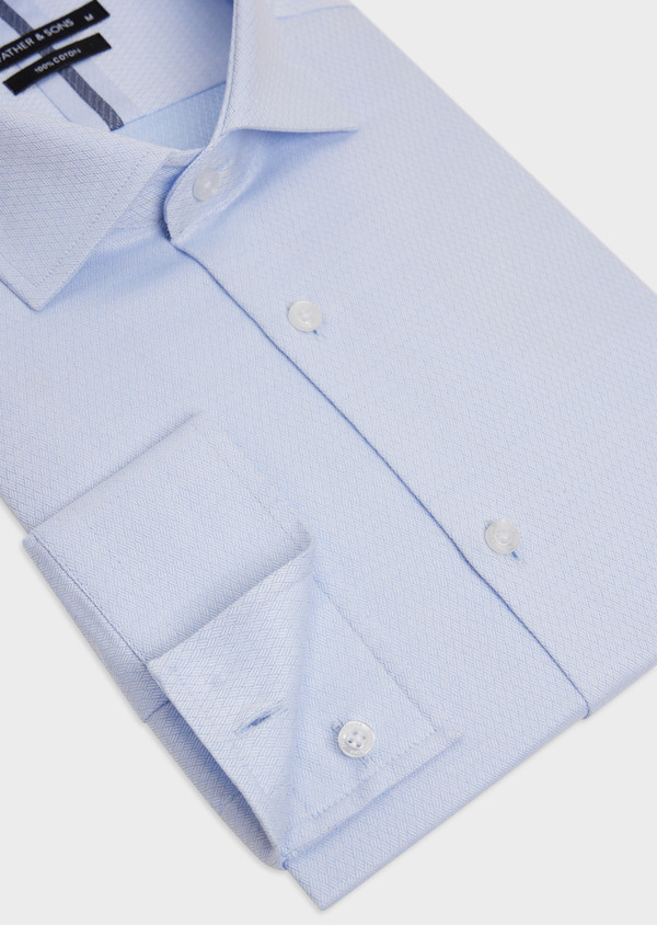 Chemise habillée Slim en coton façonné bleu pâle à motif fantaisie blanc - Father and Sons 48462