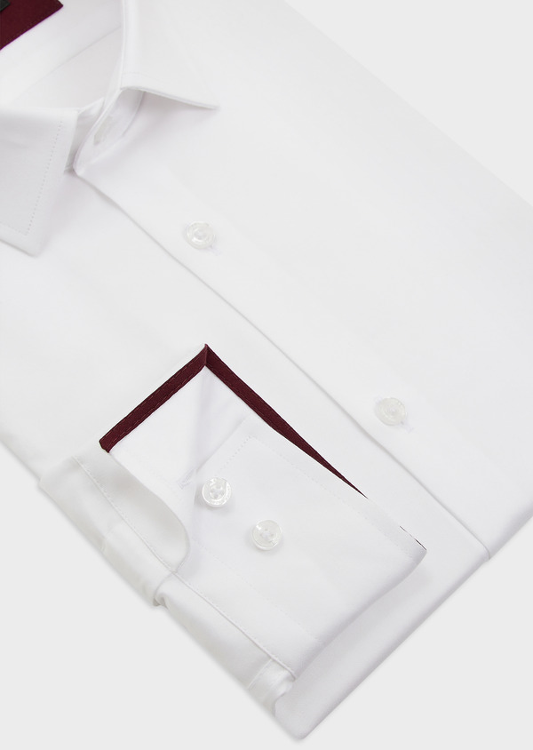 Chemise habillée Slim en satin de coton uni blanc - Father and Sons 49007