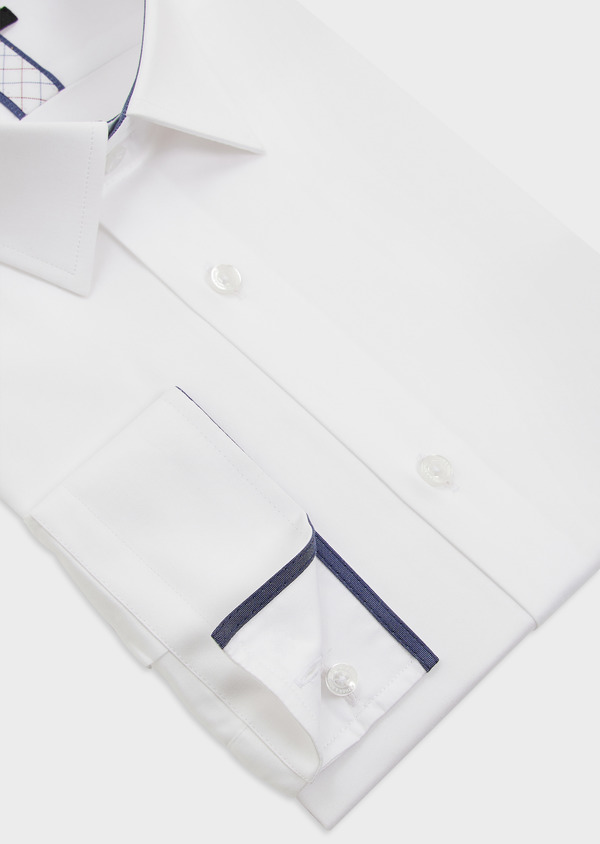 Chemise habillée Slim en satin de coton uni blanc - Father and Sons 49010