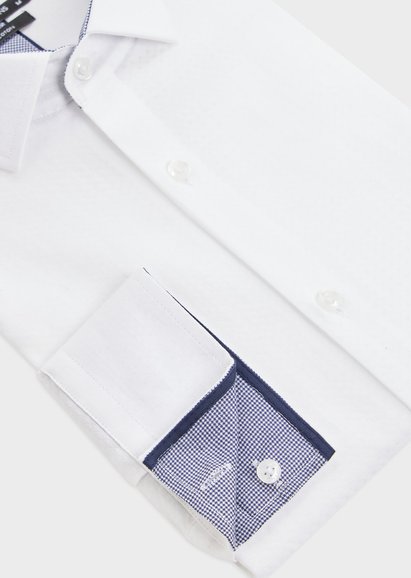 Chemise habillée Slim en coton façonné uni blanc - Father and Sons 49031
