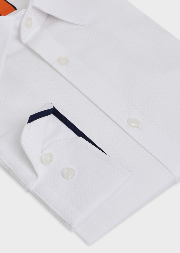 Chemise habillée Slim en coton façonné uni blanc - Father and Sons 50027