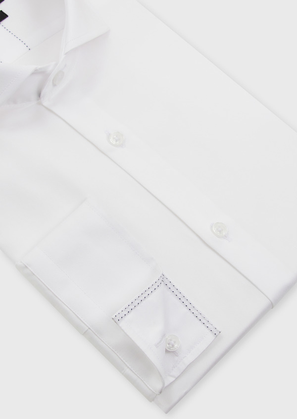 Chemise habillée Slim en satin de coton uni blanc - Father and Sons 49043
