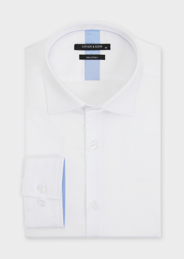 Chemise habillée Slim en satin de coton uni blanc - Father and Sons 49050