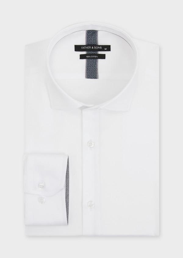 Chemise habillée Slim en satin de coton uni blanc - Father and Sons 49065