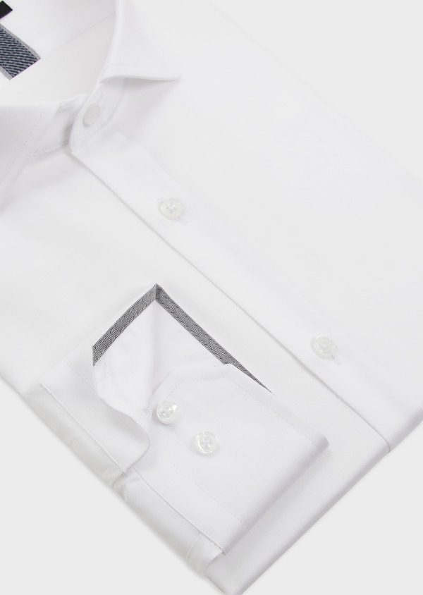Chemise habillée Slim en satin de coton uni blanc - Father and Sons 49067