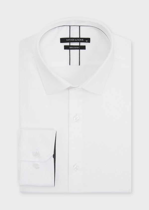 Chemise habillée Slim en satin de coton uni blanc - Father and Sons 49068