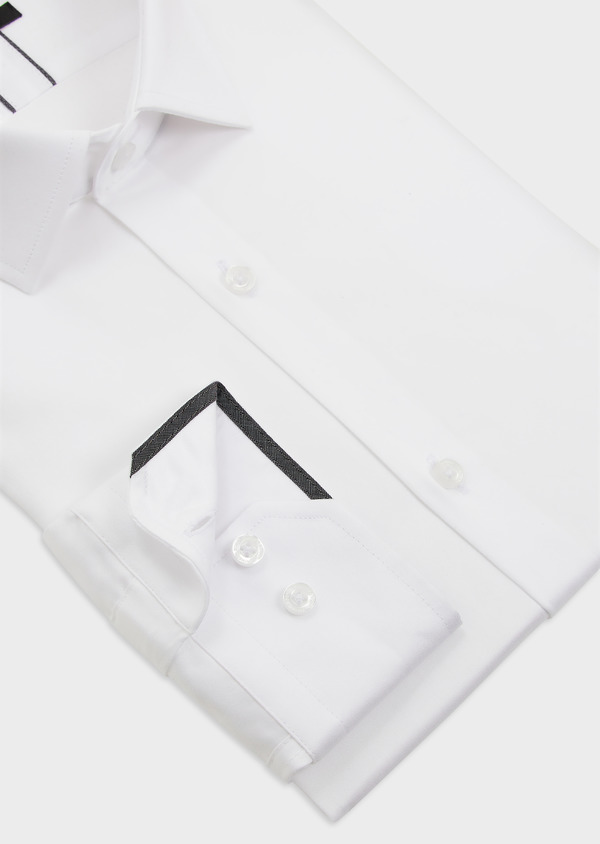 Chemise habillée Slim en satin de coton uni blanc - Father and Sons 49070