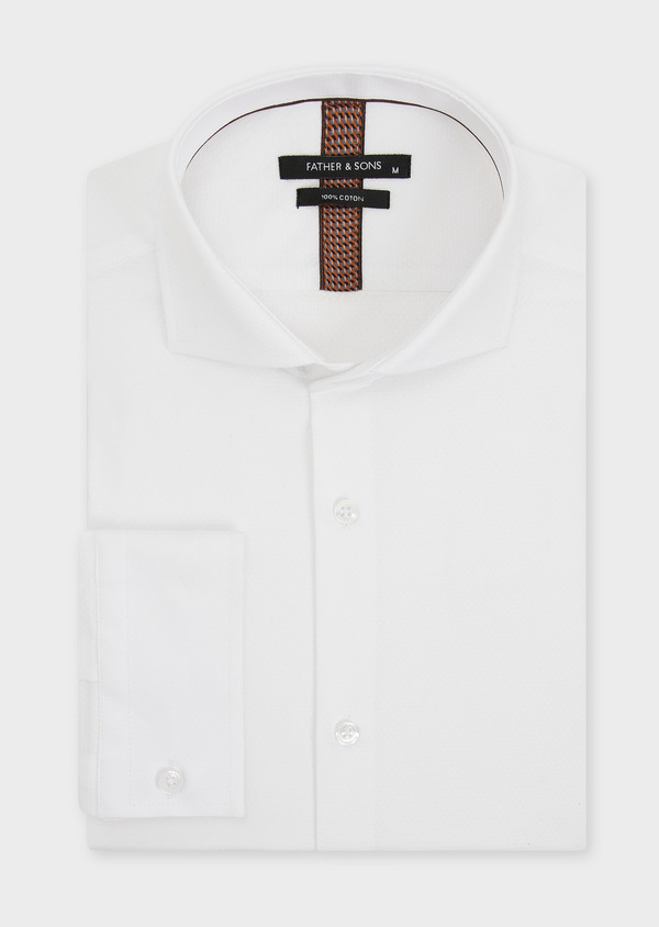 Chemise habillée Slim en coton façonné uni blanc - Father and Sons 49071