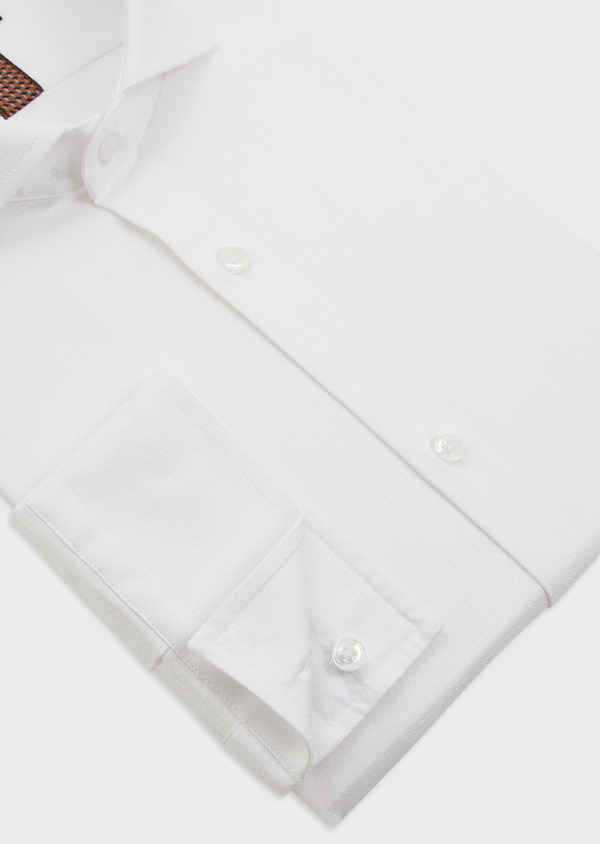Chemise habillée Slim en coton façonné uni blanc - Father and Sons 49073