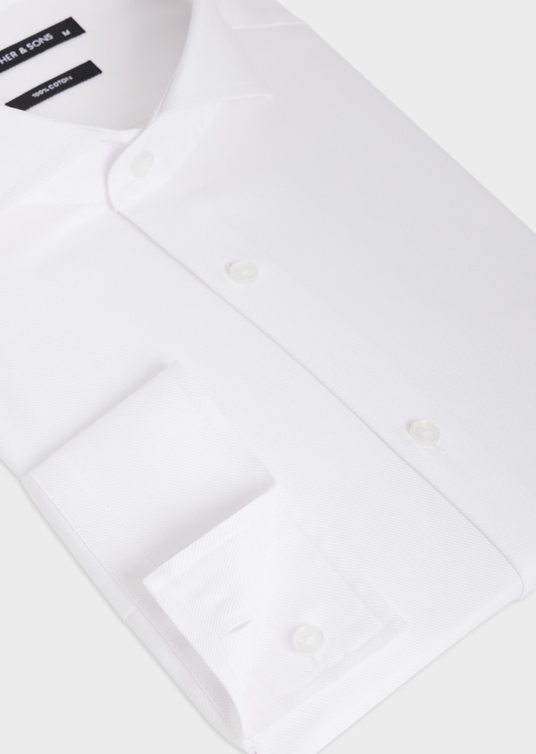 Chemise habillée Slim en coton stretch façonné uni blanc - Father and Sons 50855