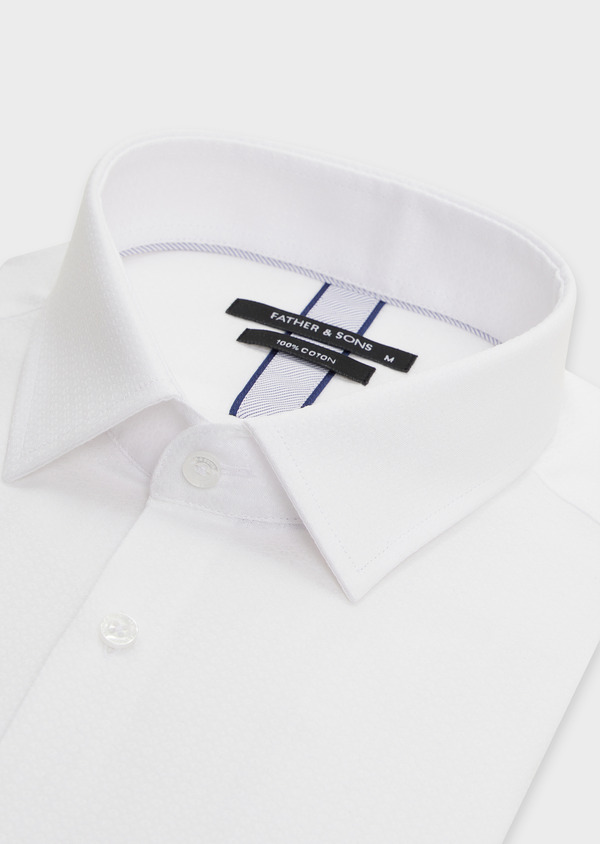 Chemise habillée Slim en coton façonné uni blanc - Father and Sons 51600