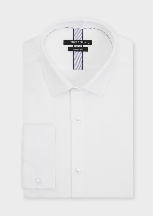 Chemise habillée Slim en coton façonné uni blanc - Father and Sons 51599