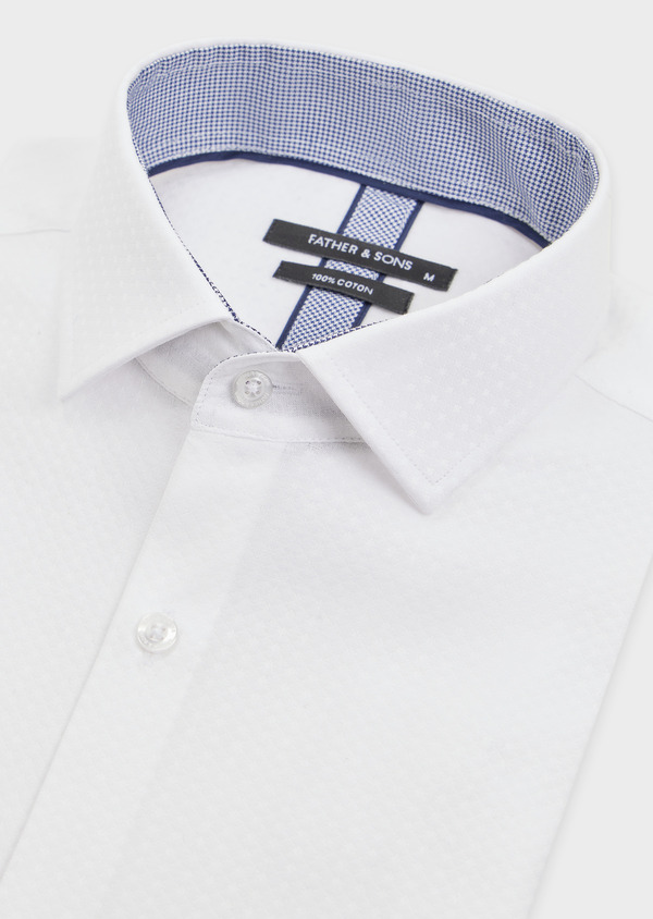 Chemise habillée Slim en coton façonné uni blanc - Father and Sons 51603