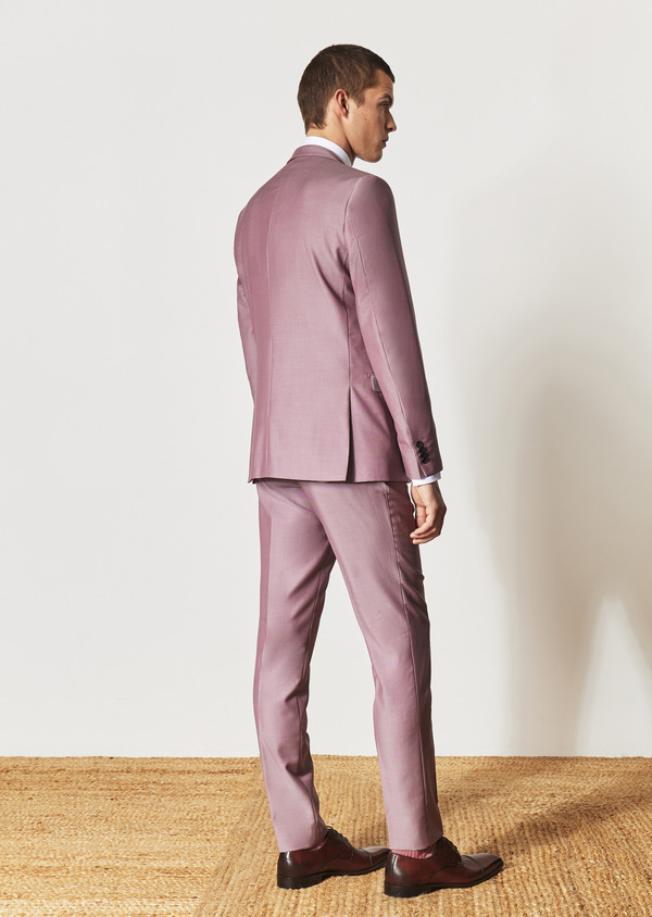 Costume 2 pièces Slim en laine unie rose - Father and Sons 55438