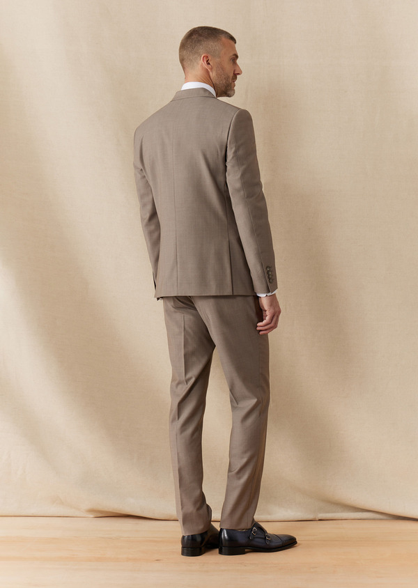Costume 2 pièces Slim en laine unie taupe - Father and Sons 62825