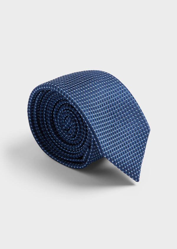 Cravate large en soie bleu céruléen à pois bleu ciel - Father and Sons 61840