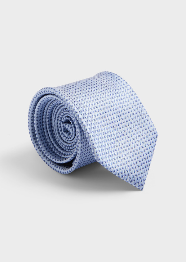 Cravate large en soie bleu ciel à motif fantaisie bleu - Father and Sons 61830
