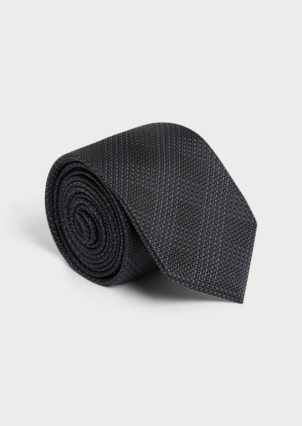 Cravate large en soie grise à carreaux - Father and Sons 58167