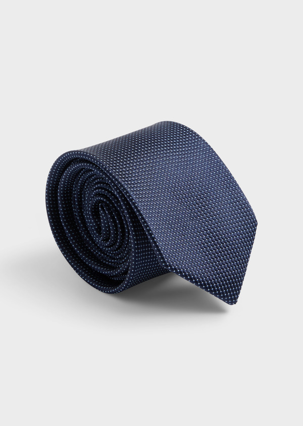 Cravate large en soie bleu marine à pois bleu ciel - Father and Sons 61831